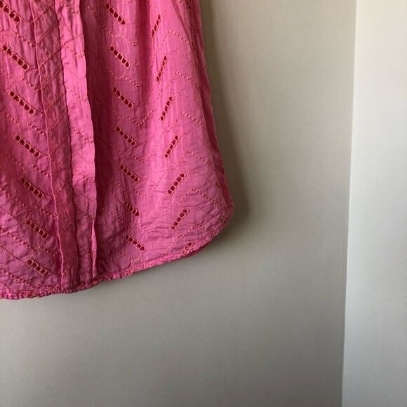 ANTHROPOLOGIE Leifnotes Andie Eyelet Pink Top - Picture 7 of 10